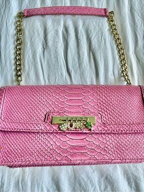 Liz Claiborne Pink and Lilac Quilted with charms purse